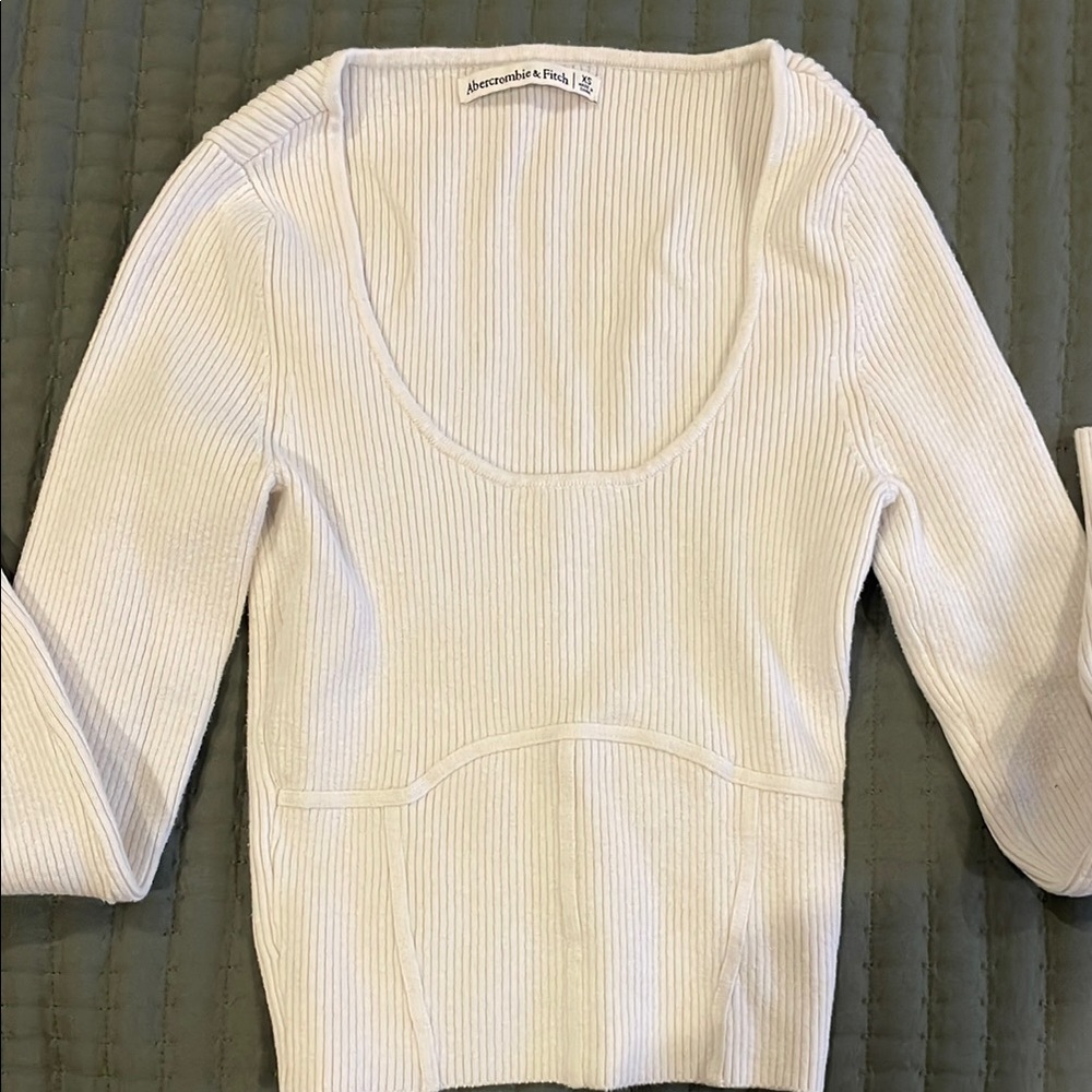Abercrombie & Fitch White Scoop Neck Sweater